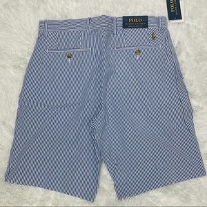 NWT 30W Polo Ralph Lauren Stretch Classic Fit Striped Chino Shorts Blue/White